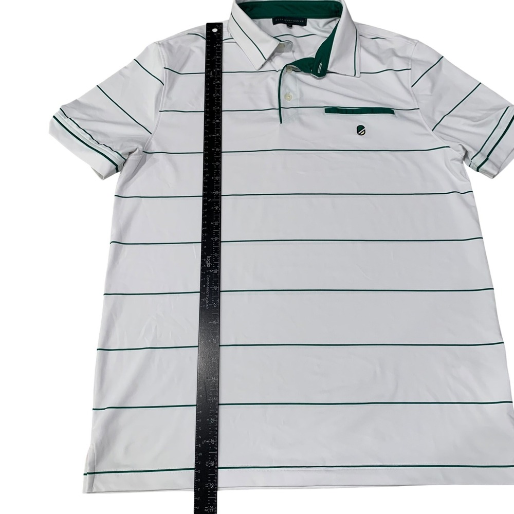 Extracurricular Polo Shirt Mens Medium White Green Stripe Performance Golf - Picture 5 of 8